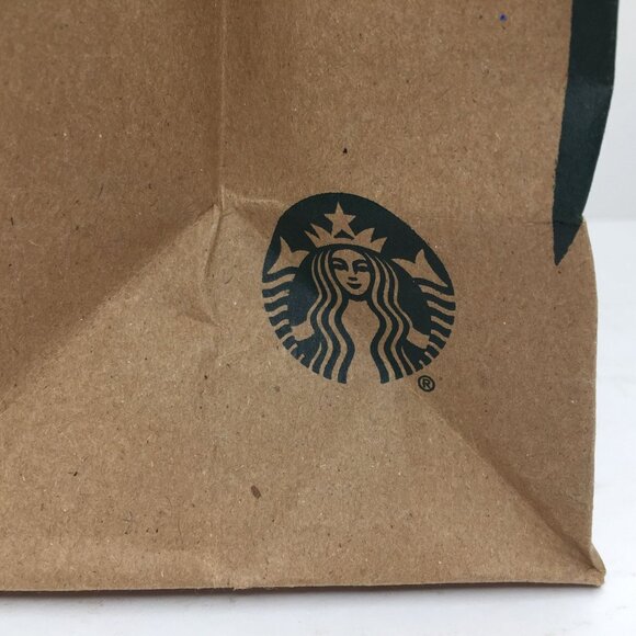 Starbucks Mermaid Environmental Eco-Friendly Brown Black Paper Bag With Handles - Picture 3 of 9
